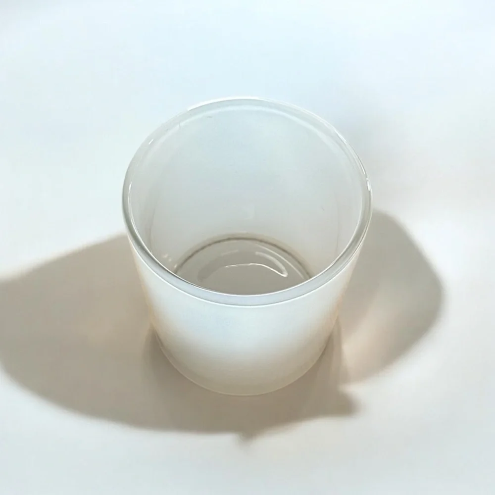 Glossy White Glass Cylinder Jar 3in tall, 2.5in diameter